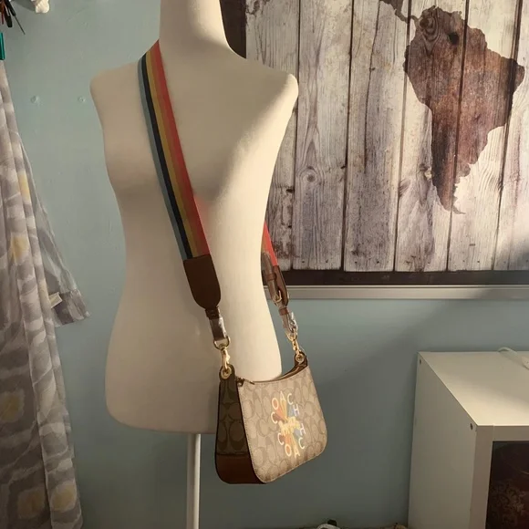 Brand new with tags rainbow strapped and rainbow logo coach crossbody bag - Picture 2 of 12